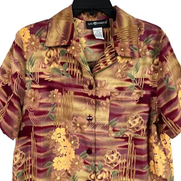 Sag Harbor Womens Shirt Floral Button Front Blouse Size 12 - Picture 2 of 8